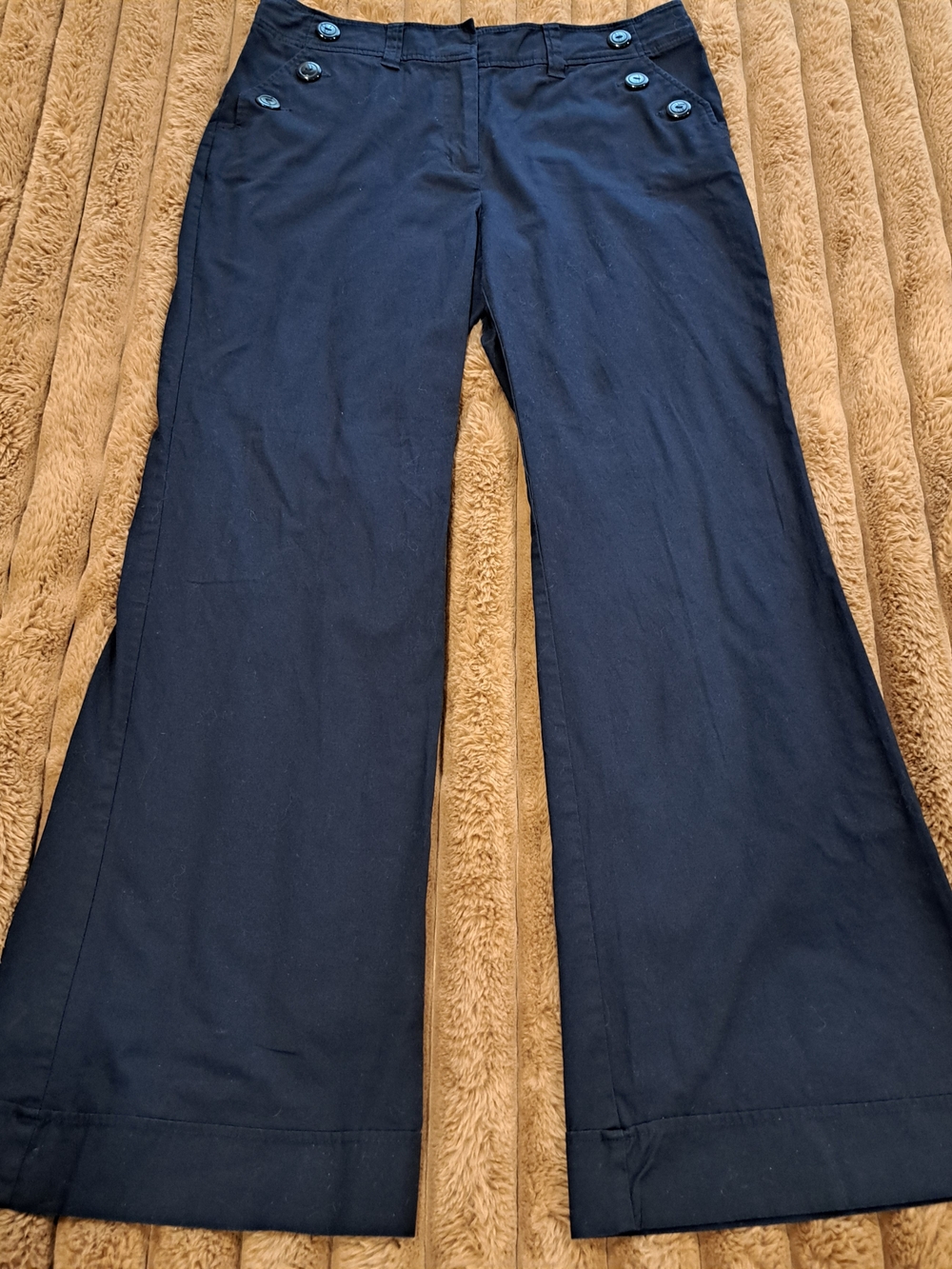 Dress Barn Flare Leg Dress Pant Button Front Navy Blue Women Size 10